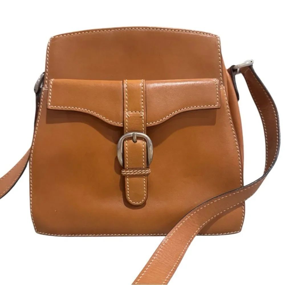 Vintage Gucci Tan Leather Structured Box Crossbody Shoulder Bag Auth